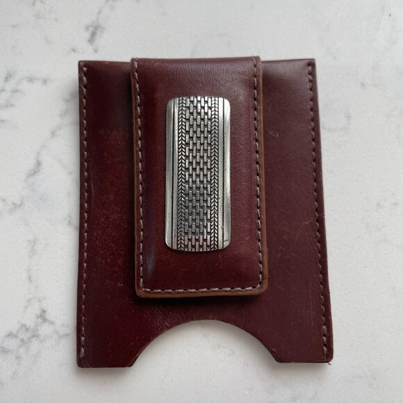 Brighton Salina Leather Business/Credit Card + Magnetic Money Clip Brown Silver - Picture 2 of 8